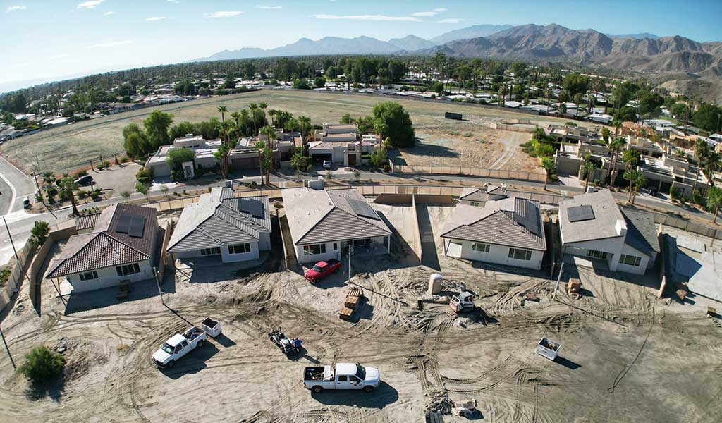 aerial view of framed Palazzo homes.