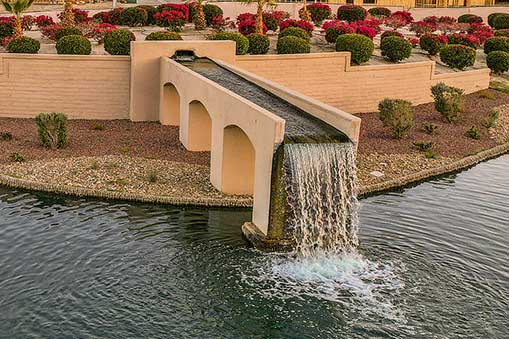 water feature at entry.